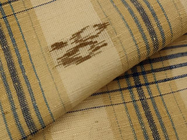 平和屋着物▽上質な紬　単衣　琉球絣文様　正絹　逸品　AABH7432st
