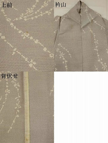 平和屋着物▽本塩沢　単衣　110亀甲　枝花文　正絹　逸品　AABH7434st