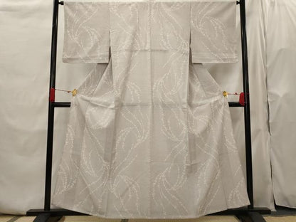 平和屋着物▽本塩沢　単衣　110亀甲　枝花文　正絹　逸品　AABH7434st