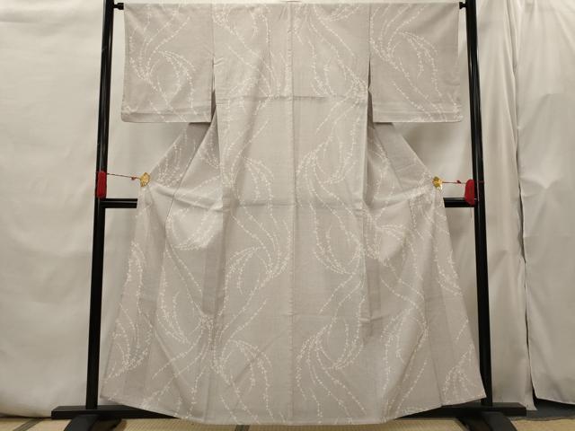 平和屋着物▽本塩沢　単衣　110亀甲　枝花文　正絹　逸品　AABH7434st