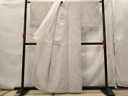平和屋着物▽本塩沢　単衣　110亀甲　枝花文　正絹　逸品　AABH7434st