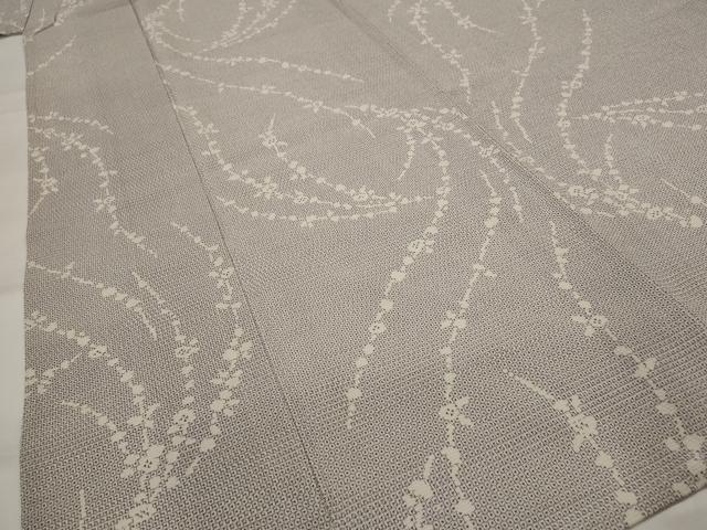 平和屋着物▽本塩沢　単衣　110亀甲　枝花文　正絹　逸品　AABH7434st