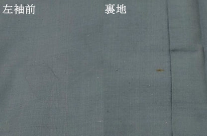 平和屋着物▽結城紬　単衣　色無地　湊鼠色　正絹　逸品　AABH7436st