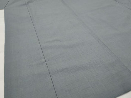 平和屋着物▽結城紬　単衣　色無地　湊鼠色　正絹　逸品　AABH7436st