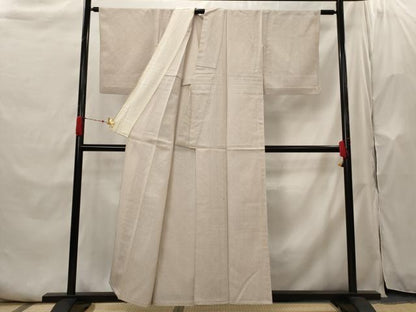 平和屋着物▽お召　単衣　十字絣　正絹　逸品　AABH7437st
