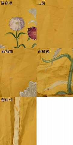 平和屋着物▽訪問着　単衣　手描き　草花文　金銀彩　正絹　逸品　AABH7440st
