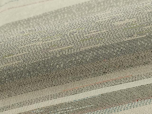 平和屋着物▽お召　単衣　横段文　正絹　逸品　AABH7441st