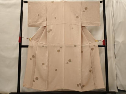 平和屋着物▽上質な小紋　単衣　地紋起こし　舞花文　正絹　逸品　AABH7442st