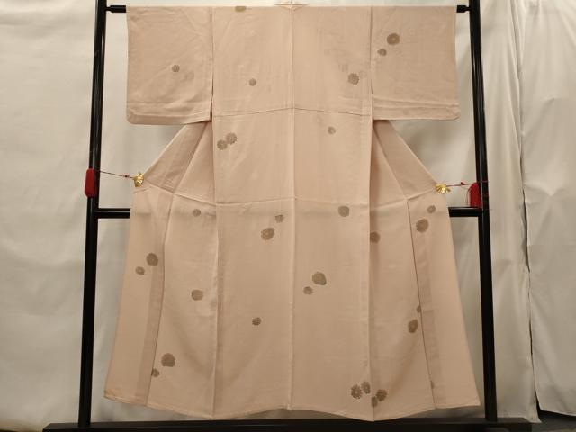 平和屋着物▽上質な小紋　単衣　地紋起こし　舞花文　正絹　逸品　AABH7442st