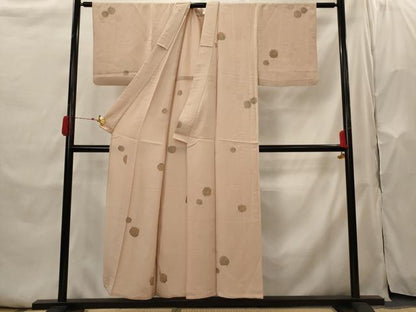 平和屋着物▽上質な小紋　単衣　地紋起こし　舞花文　正絹　逸品　AABH7442st