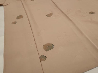 平和屋着物▽上質な小紋　単衣　地紋起こし　舞花文　正絹　逸品　AABH7442st