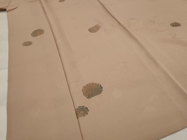 平和屋着物▽上質な小紋　単衣　地紋起こし　舞花文　正絹　逸品　AABH7442st