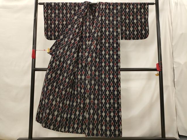 平和屋着物▽筑紫ゆうき　紬　単衣　亀甲文　正絹　逸品　AABH7444st