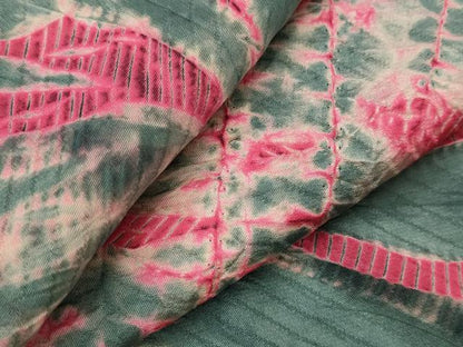 平和屋着物▽上質な小紋　単衣　絞り　草花文　正絹　逸品　AABH7446st
