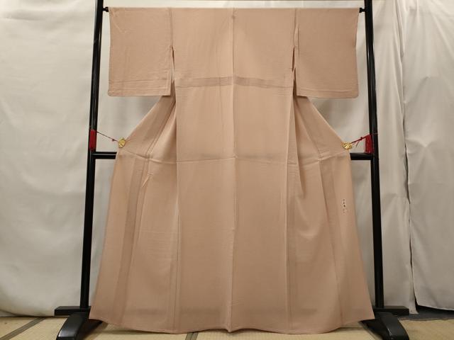 平和屋着物▽上質な色無地　単衣　作家物　紋意匠　一斤染色　正絹　逸品　AABH7453st