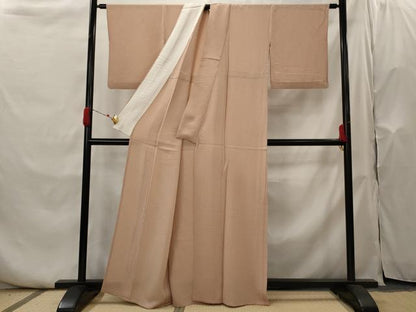 平和屋着物▽上質な色無地　単衣　作家物　紋意匠　一斤染色　正絹　逸品　AABH7453st