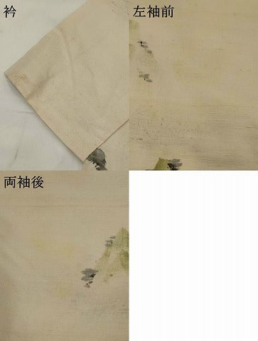 平和屋着物▽上質な紬　単衣　遠山文　正絹　逸品　AABH7455st