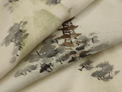 平和屋着物▽上質な紬　単衣　遠山文　正絹　逸品　AABH7455st