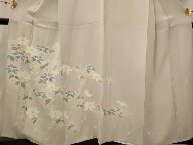 平和屋着物▽日本工芸会正会員　福村廣利　絵絞庵　訪問着　単衣　絞り　草花文　正絹　逸品　AABH7457st