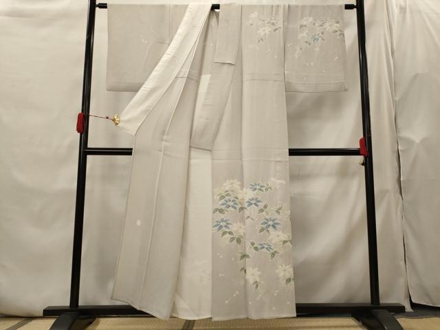 平和屋着物▽日本工芸会正会員　福村廣利　絵絞庵　訪問着　単衣　絞り　草花文　正絹　逸品　AABH7457st