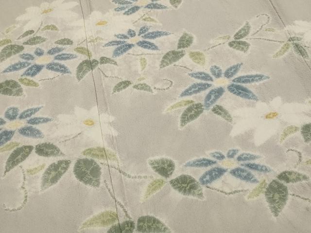 平和屋着物▽日本工芸会正会員　福村廣利　絵絞庵　訪問着　単衣　絞り　草花文　正絹　逸品　AABH7457st