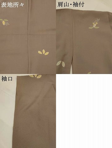 平和屋着物▽上質な小紋　単衣　舞葉文　正絹　逸品　AABH7463st