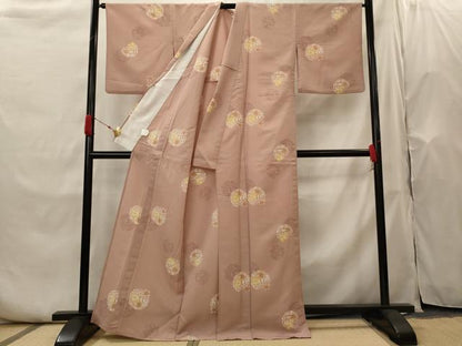 平和屋着物▽小紋　単衣　流水花丸文　洗える着物　AABH7465st