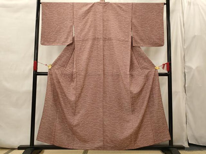 平和屋着物▽江戸小紋　単衣　紬地　雲取り文様　正絹　逸品　AABH7471st