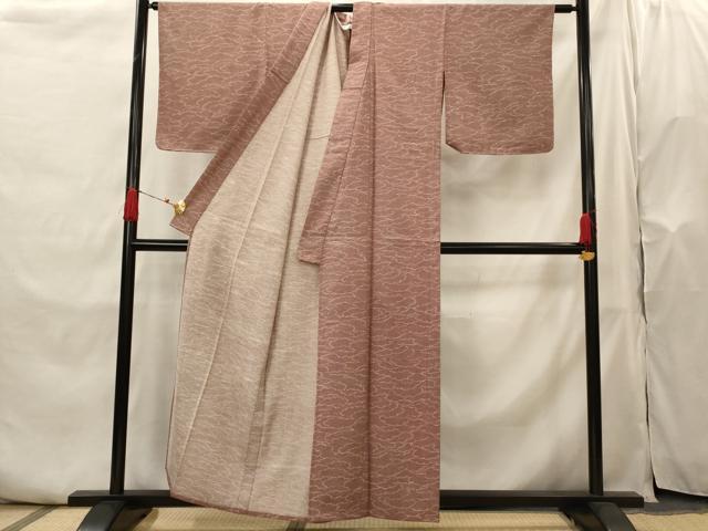 平和屋着物▽江戸小紋　単衣　紬地　雲取り文様　正絹　逸品　AABH7471st