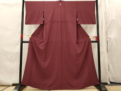 平和屋着物▽色無地　単衣　葡萄茶色　洗える着物　AABH7472st
