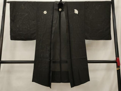 平和屋着物＊夏物 男性 羽織 黒紋付 絽 正絹 逸品 AABH7474st