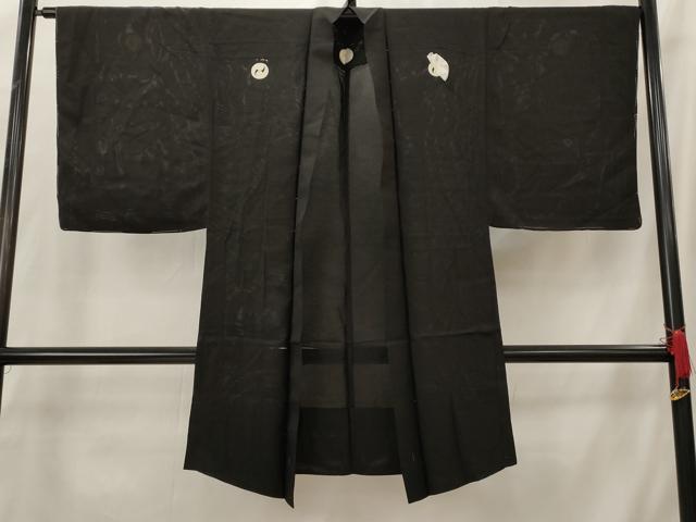 平和屋着物＊夏物 男性 羽織 黒紋付 絽 正絹 逸品 AABH7474st