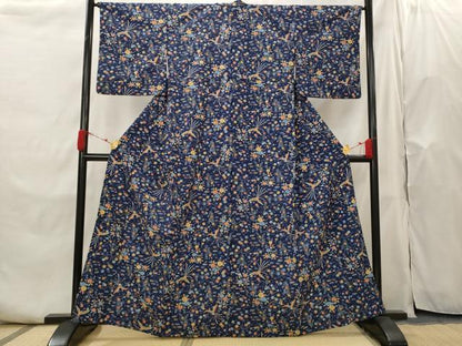 平和屋着物▽小紋　単衣　鳳凰花文　洗える着物　AABH7475st