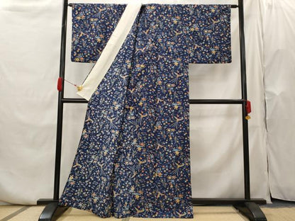 平和屋着物▽小紋　単衣　鳳凰花文　洗える着物　AABH7475st
