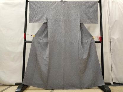 平和屋着物▽上質な色無地　単衣　楓地紋　鉛色　正絹　逸品　AABH7477st