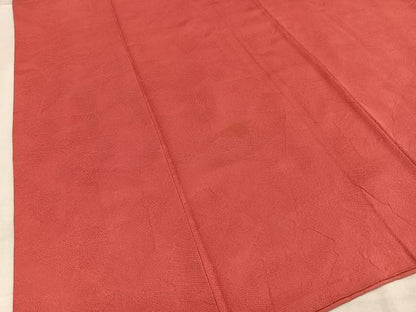 平和屋着物■上質な色無地 色紙地紋 韓紅色 正絹 逸品 AABH7507oa