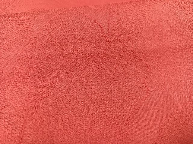平和屋着物■上質な色無地 色紙地紋 韓紅色 正絹 逸品 AABH7507oa