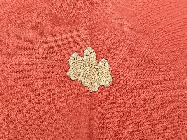 平和屋着物■上質な色無地 色紙地紋 韓紅色 正絹 逸品 AABH7507oa