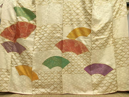 平和屋着物■豪華振袖　駒刺繍　地紙花文　金彩　正絹　逸品　AABH7519oa