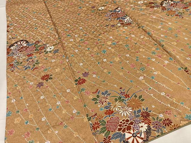 平和屋着物■上質な小紋 花車文 金彩 正絹 逸品 AABH7531oa