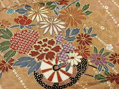 平和屋着物■上質な小紋 花車文 金彩 正絹 逸品 AABH7531oa