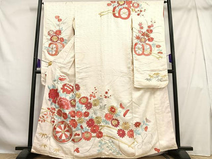 平和屋着物■豪華振袖 刺繍 花車文 金銀糸 正絹 逸品 AABH7538oa