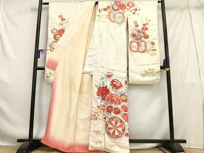 平和屋着物■豪華振袖 刺繍 花車文 金銀糸 正絹 逸品 AABH7538oa