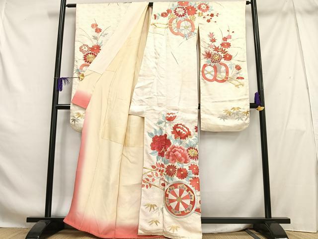 平和屋着物■豪華振袖 刺繍 花車文 金銀糸 正絹 逸品 AABH7538oa