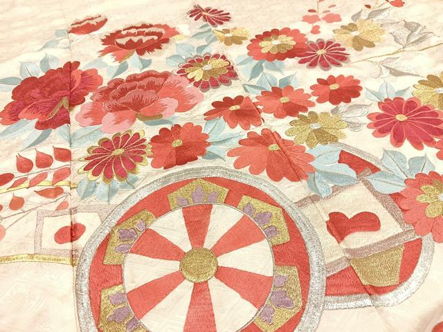 平和屋着物■豪華振袖 刺繍 花車文 金銀糸 正絹 逸品 AABH7538oa