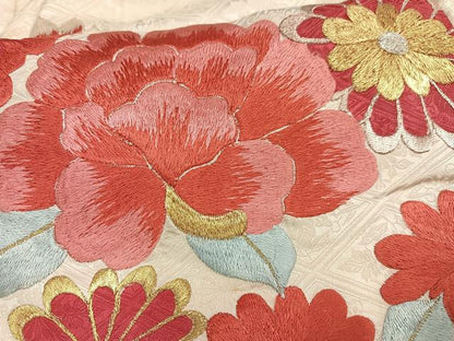 平和屋着物■豪華振袖 刺繍 花車文 金銀糸 正絹 逸品 AABH7538oa