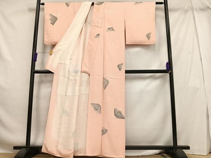 平和屋着物■上質な小紋 地紋起こし 破れ花絵皿文 正絹 逸品 AABH7541oa