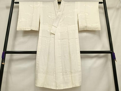 平和屋着物■長襦袢 無双仕立て 雲地紋 練色 正絹 逸品 AABH7546oa