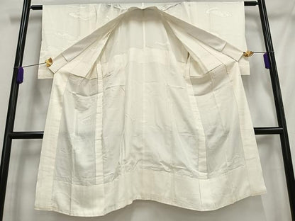 平和屋着物■長襦袢 無双仕立て 雲地紋 練色 正絹 逸品 AABH7546oa