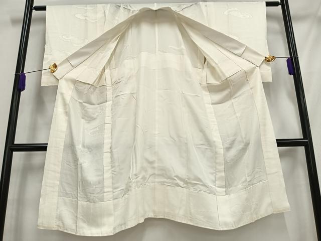 平和屋着物■長襦袢 無双仕立て 雲地紋 練色 正絹 逸品 AABH7546oa